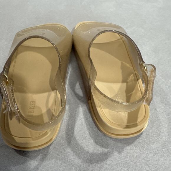 Mini Melissa Beach Slide Sandals Toddlers Girls 10 Tan Gold Glitter Slingback - Picture 6 of 9